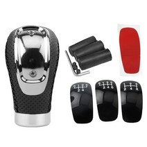 기어봉 5/6 속도 범용 R PU 가죽 기어 시프트 교체 수동 자동차 스틱 노브 개조 헤드 세트, 01 black