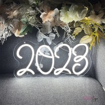 네온간판 2023 네온 사인 LED 벽걸이 방 장식 숫자 조명 램프 재미있는 홈 스토어 게임 벽, 09 purple_01 35X18cm USB