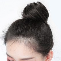 피케이몰 여성 똥머리 올림머리 헤어 가발 머리밴드, 1개, 내추럴블랙