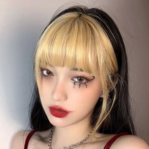 앞머리 헤어피스 가발 부분 탈색 머리 골드 포인트, 옐로우골드
