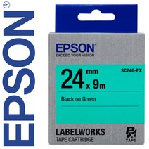 엡손 라벨테이프 라벨카트리지, 1개, 24mm(그린바탕/검정) SC24G-PX