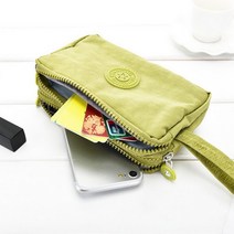 여성지갑 새로운 동전 지갑 클러치 여성 작은 지갑 캔버스 주름 패브릭 전화 머니 지갑 세 지퍼 휴대용 메이크업 가방 8 색