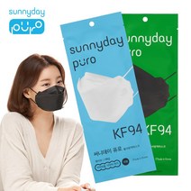 써니데이 퓨로 KF94 마스크 대형 흰색 블랙 50매, 써니데이 퓨로 KF94 마스크 대형 블랙 50매