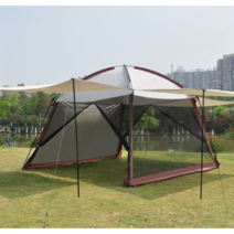 바퀴달린집 모기장 쉘터 텐트 리빙쉘 돔텐트 타프, 직경 3m, 블루-텐트+차단막 2개세트
