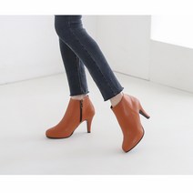 여성 국내제작 가죽 스판 첼시 뷰티 명품 앵글부츠 소프트 베이직 미들굽 발편한 9cm