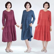 엄마옷 모슬린 잔꽃캉캉 면 원피스 홈웨어 HO703007마담 미시옷 50대 중년여성의류 60대 엄마옷 빅사이즈 할머니옷 여성옷