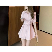 한블리 pick 러블리 코디 셔츠 미니 원피스 + 숏팬츠 세트 (데일리 원피스 데이트 코디)