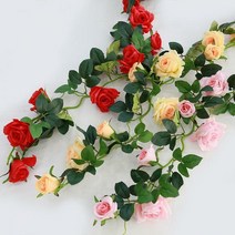 조화 넝쿨 인테리어장식 꽃넝쿨 컬장미넝쿨, 레드