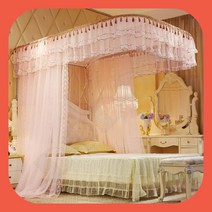 커튼형모기장 특대형모기장사각 레일형 침대모기장 150X200CM 연핑크