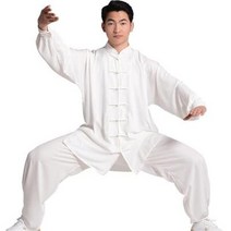 Tai Chi 유니폼 면 실크 스트레치 타이치 수트 전통 태극치 운동 그레이 화이트 X-Small