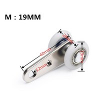 옷장 찬장 창 캐비닛 슬라이딩 도어에 대 한 두 개의 플라스틱 바퀴와 10pcs 40x19mm 금속 베어링 풀리 블록, 19mm 직경