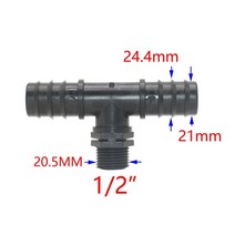 점적테이프 점적호스 호스밴드 162025mm pe 호스 바브 티 커넥터 12 34quot 수나사 물 분배기 농업 물방울 관개 양방향 커플러 5pcs, 1i2 x 25mm