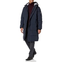 DKNY 남성용 아틱 클로즈 후드 롱 파카 재킷 네이비 L