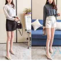 고급스런 스노우진주블라우스 프릴블라우스 긴팔 셔링 모임