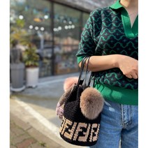 애시드 손뜨개 [코바늘 DIY ] 손뜨개 F 백 / 코바늘 가방 / 뜨개 가방, 블랙(민트)