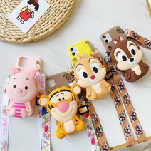 갤럭시 S10 S9 S8 플러스 10E S7 엣지 노트9 노트8 귀여운 캐릭터 목걸이 동전지갑 핸드폰 케이스