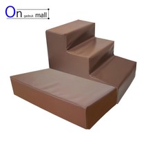 [인조가죽 강아지계단 1단+3단 세트] 반려동물 공간 레자 디딤대/생활방수 닦아서 관리/3단 애견계단 옆 1단 넓은 공간추가/바닥 미끄럼방지, 브라운 세트