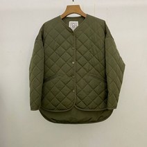가벼운 중학생 고등학생 패딩 누빔 점퍼 여성 TOTEME-마름모 루즈핏 긴팔 상의 u넥 싱글 브레스트 포켓 여