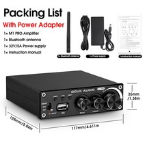 Nobsound블루투스 50 파워 앰프 320W 스테레오 20 채널 서브우퍼 고음 베이스 USB 무손실 음악 플레이어 조, 02 With Power Adapter