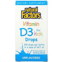 NATURAL FACTORS 어린이용 비타민D3 드롭스 무향, One Size, One Color