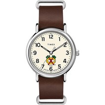 Timex Tribute 남성용 NHL 위켄더 40mm 쿼츠 가죽 스트랩 뉴욕 아일랜더스, Chicago Blackhawks