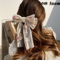 올리비 레이스 쉬폰 리본 헤어핀