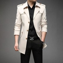 남자 오버핏 롱 트렌치 발마칸 맥 코트 봄 남성 영국 스타일 캐주얼 겉옷 재킷 브랜드 의류