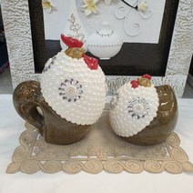 시떼몰 도자기 대리석느낌 닭 장식품 장닭 암닭 수탉 장식소품 2마리세트 대형 사이즈