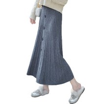 러블로어 단추장식 A라인 니트 스커트