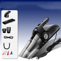 세차 광택 휴대용 4 in 1 자동차 진공 청소기 LED 빛 12V 강력한 디지털 타이어 팽창기 전기 공기 펌프, 01 Wired Pointer