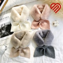 1+1 씨엠 리본 고리형 니트 울 페이크밍크 쁘띠 머플러 6color