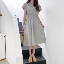 [리엘라] 사드린 밴딩 반팔 미디 원피스