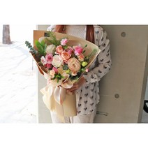 ﻿[피오니페페 ] 캔디처럼 사랑스러운 피치핑크 꽃다발 / 화이트데이 기념일꽃다발 파스텔꽃 꽃배송 /