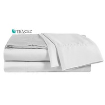 ELINEN 100% 텐셀 시트 세트 - 퀸 사이즈 4피스 최대 45.7cm 18인치 딥 포켓 럭셔리 쿨링 매우 부드럽고 실키한 새틴 직조 라이오셀 침대 화이트, California King