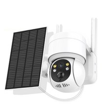 EVKVO 5 메가픽셀 WiFi 실내/실외 태양 패널 배터리포함 PTZ 카메라 무선 PIR 모션 CCTV 카메라 가정용 iCsee, 5MP Add 64G Card