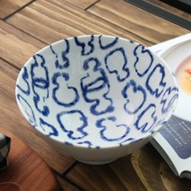 오반자이 블루몬 우동면기 일본 그릇 식기 면기, 도쿠리, 1개