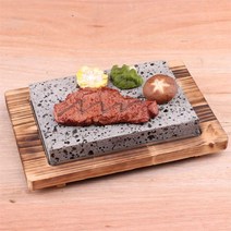 불판 맥반석돌판 석판 맥반석 오징어 미니 삼겹살, 21 x 15 x 3cm  화산석 + 나무 판자