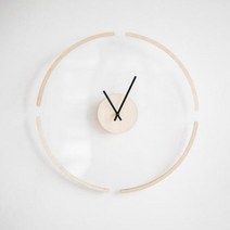 북유럽 크리에이티브 투명 서스펜션 시계 30cm 모던하고 심플한 나무 벽시계 아날로그 침실 거실 홈 인테리어, Light Color_14 인치
