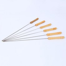 스테인레스 스틸 바베큐 꼬치 스틱 과일 shish 케밥 고기 나무 손잡이 p7ding, 12 개