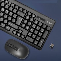 코시 무선 usb 키보드 마우스 세트 사무용 컴퓨터 저소음 슬림 멤브레인 생활방수 무선키보드 마우스세트, 블랙, KBM3344WL