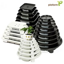 플라팜 이동식 원형 물받이 화분받침대 바퀴포함, 원형 블랙 -