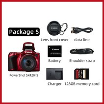 powershot sx420은 canon hd 흔들림 방지 slr 디지털 카메라에 적합합니다. 168x 줌 여행 홈 카메라(빨간색), 패키지5