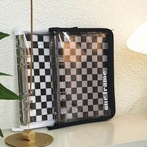 A5 6공 체커보드 모눈 노트 바인더북 스케줄관리, 블랙_Array