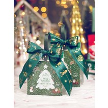 크리스마스 선물 상자 어린이 사탕 과자 가방 이브 사과 유치원 휴대용 산타 성탄절, S-카드10개+헤드웨이브레드+리본+라피테