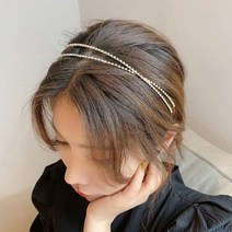 여성 액세서리 두줄 큐빅 머리띠 포인트 헤어밴드
