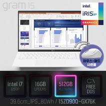LG 2022 그램15(12세대) 15ZD90Q-GX76K [이벤트 한컴오피스 증정], Free DOS, 16GB, 512GB, 코어i7, 화이트