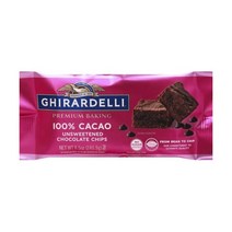 기라델리 100% Cacao Un스위트ened 초콜릿 칩스 포 Baking 프리미엄 Baking 칩스 8.5 OZ 백 기라델리 초콜릿 컴퍼니