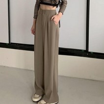 여성용 유저블 핀턱 롱 와이드 슬랙스