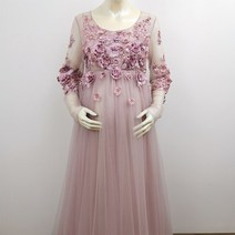 3d 꽃 자수 출산 드레스 파티 이브닝 ​​가운 tulle robe for photo shoot 스튜디오 사진 여성 의류 베이비 샤워