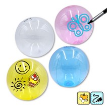 물놀이 비치볼 꾸미기 그림기리기 1p 투명 비치볼 어린이 유아 교육용 교재용 유치원 어린이집 답례품 판촉 선물, 투명 x 낱개, 25cm